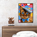 Frameless Oil Paint By Numbers DIY Cat Hat Picture Craft Kit for Living Room