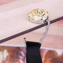 Portable Folding Table Bag Hook Hanger Holder Rose Rhinestone Decor(Ivory)