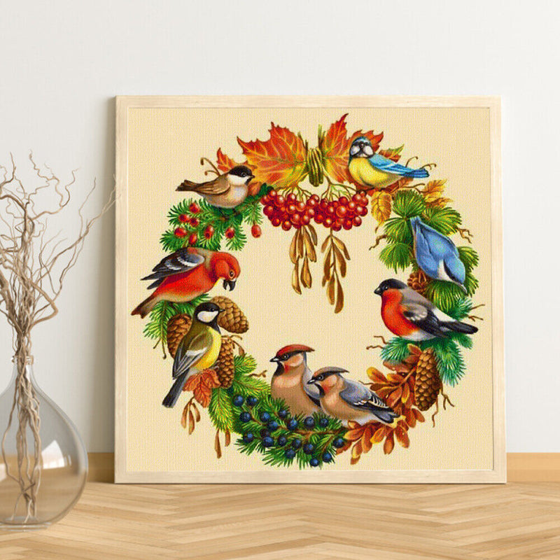 Oil Paint by Numbers Kit Bird Garland DIY Picture Drawing Art Wall Craft Gifts