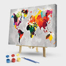 World Map Oil Painting By Numbers Canvas Wall Drawing Kits DIY Home Decor