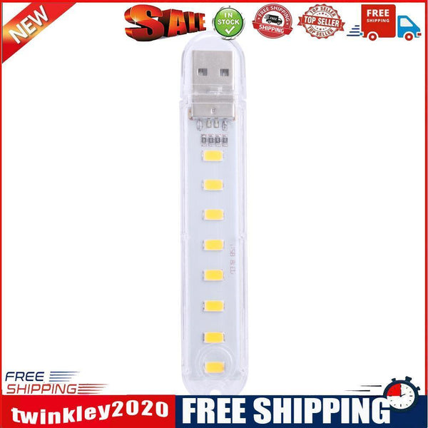 Mini Portable USB Book Light Bright Reading Lamp for Laptop (Yellow 8LED)