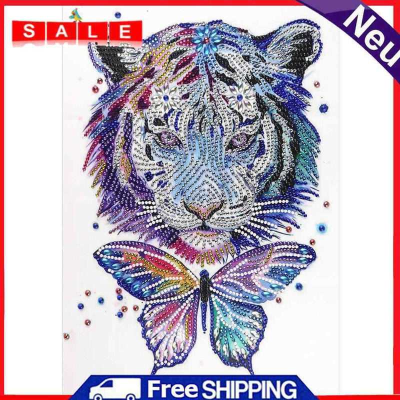 5D DIY Special Shaped Diamond Painting Tiger Butterfly Embroidery Kits Wall Art