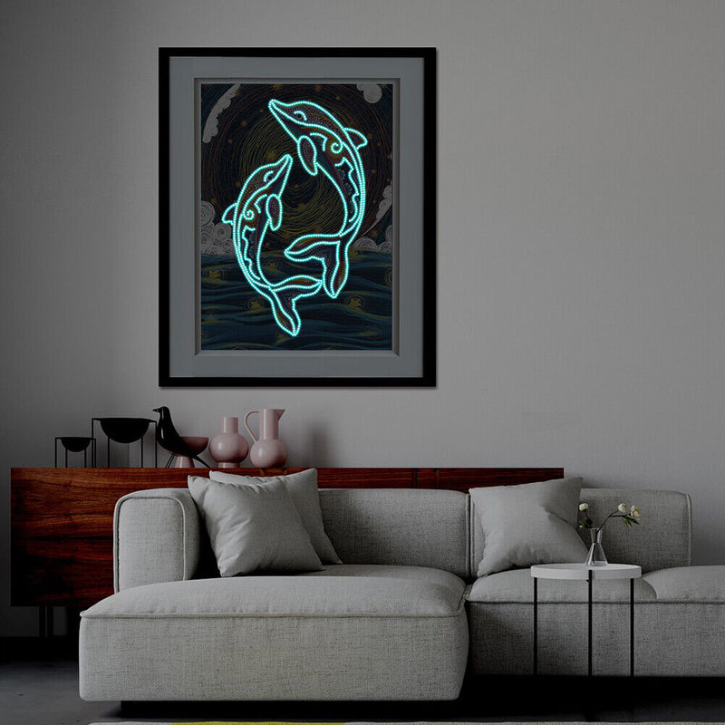 Diamond Painting Kits Dolphin Luminous Part Special-Shaped Drill Handicraft