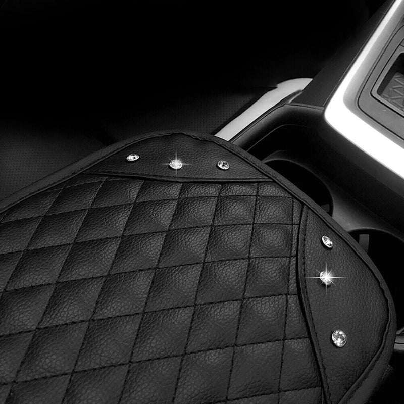 PU Leather Car Armrest Mat Armrests Storage Box Cover Pads with el