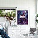 Purple Flower Girl Oil Paint By Numbers Kit DIY Acrylic Painting on Canvas