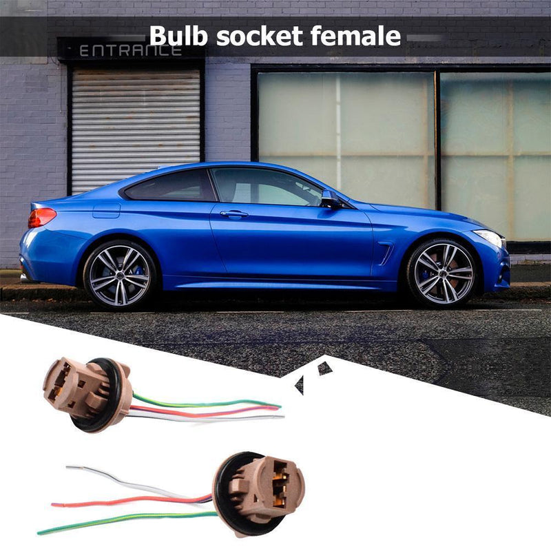 2x 7443 LED Light Bulb Wiring Harness Sockets for Brake Turn Signal Light