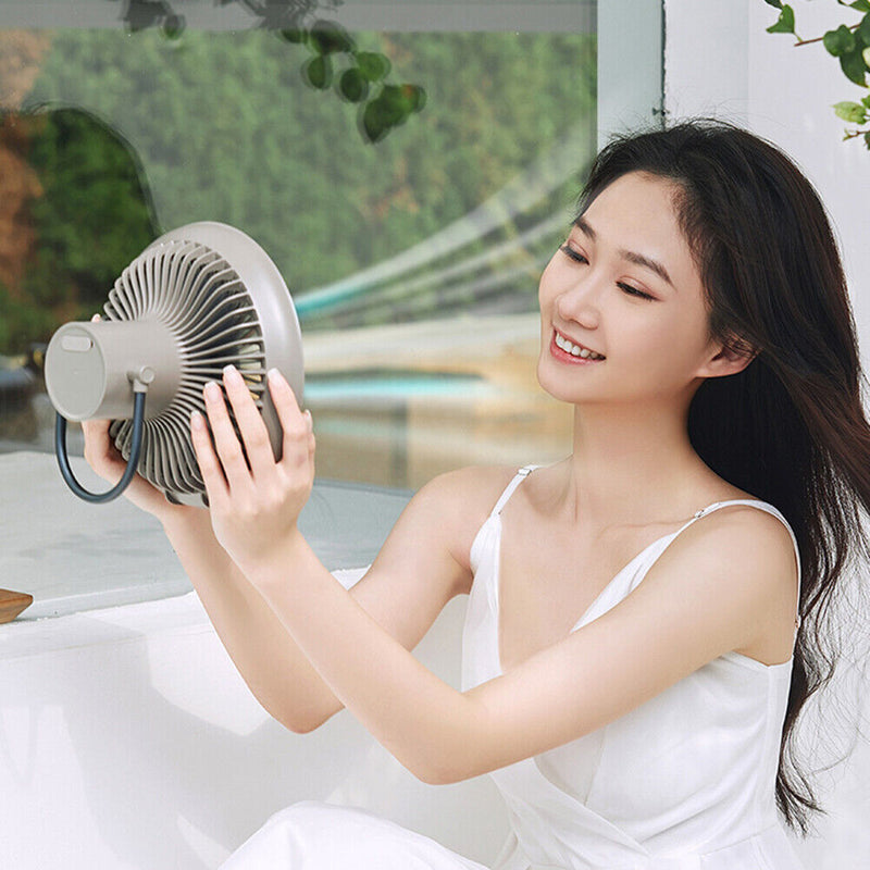 8000mAh Outdoor 3 in 1 LED Light Desktop Cooling Ceiling Fan (Dark Grey)
