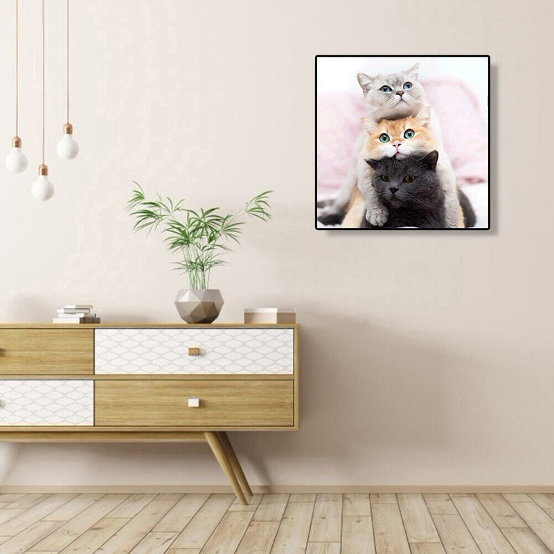 5D DIY Diamond Painting Embroidery Lovely Cats Cross Stitch Craft Needlework Set