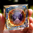 Orgonite Pyramid Amethyst Peridot Healing Crystal Energy Orgone Crafts (C)