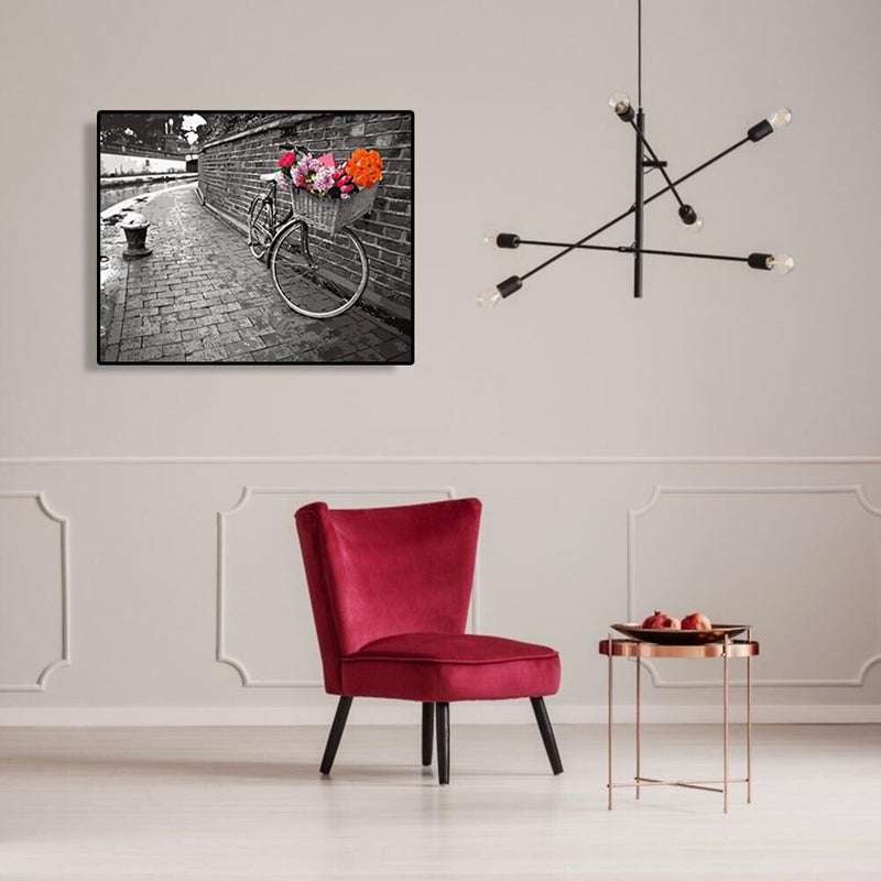 Painting By Numbers DIY Kit Rose Bike Canvas Oil Wall Art Picture Gift Ornaments