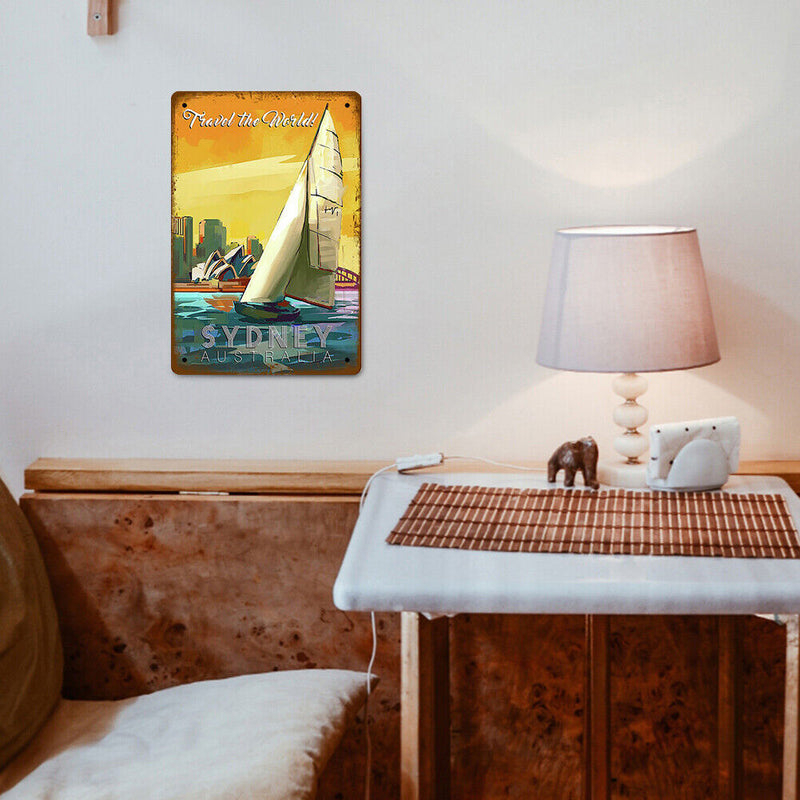 Sailboat at Sea Metal Plate Tin Sign Plaque for Bar Pub Club Cafe Iron Paintings