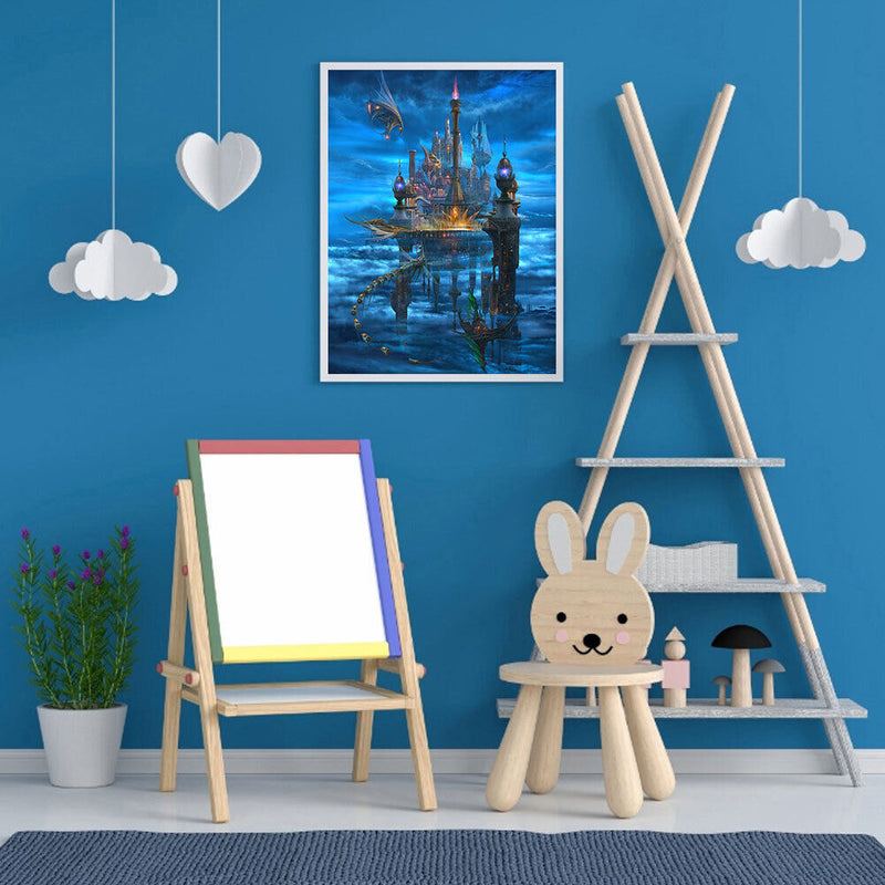 Sky Castle Oil Paint By Numbers Kits DIY Handpainted on Canvas Wall Art