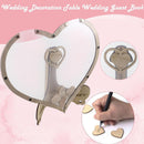 Personalised Wedding Party Guest Book Alternative Wooden Hearts Drop Jar Box`