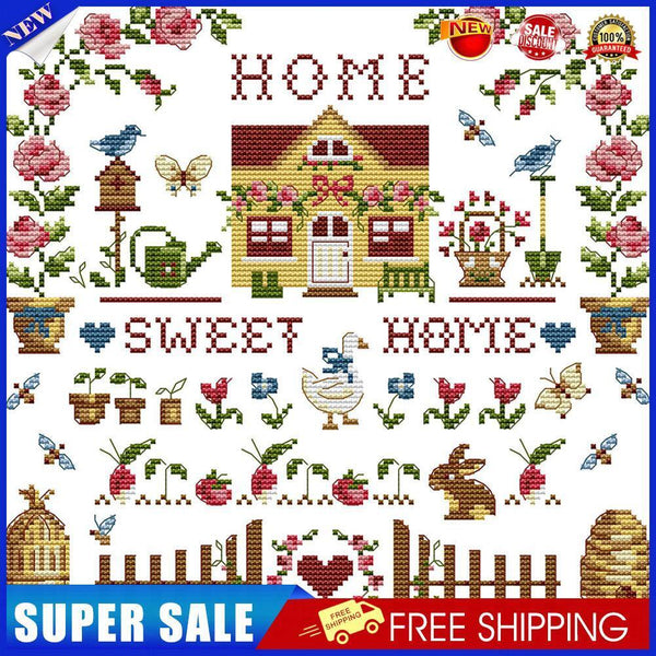 Partial Cross Stitch 14CT Cotton Thread DIY Sweet Home Printed Embroidery