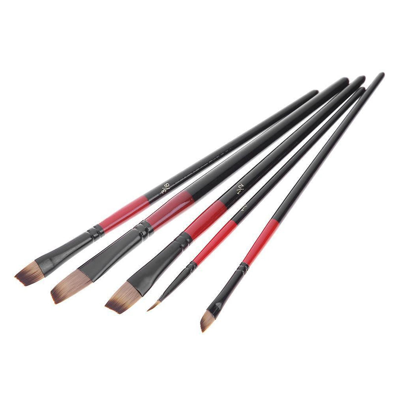 5pcs Nylon Hair Aluminum Tube Paint Brush Watercolor Brush Supply (Oblique)