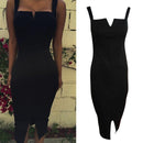 Sexy Women Bodycon Sleeveless Summer Evening Party Pencil Dress Black XL