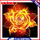 Flames Rose Frameless Picture Oil Paint By Numbers Hand Painted Picture Kit