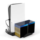 Vertical Stand for PS5 with Cooling Fan 14 Game Slots Dual Controller Charger