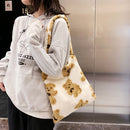 Women Plush Bear Pattern Shoulder Bag Winter Large Crossbody Bag (White)