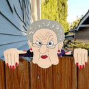 Garden Illustration Fence Decoration Wood Old Man/Lady Yard Art Sign (B) Newly