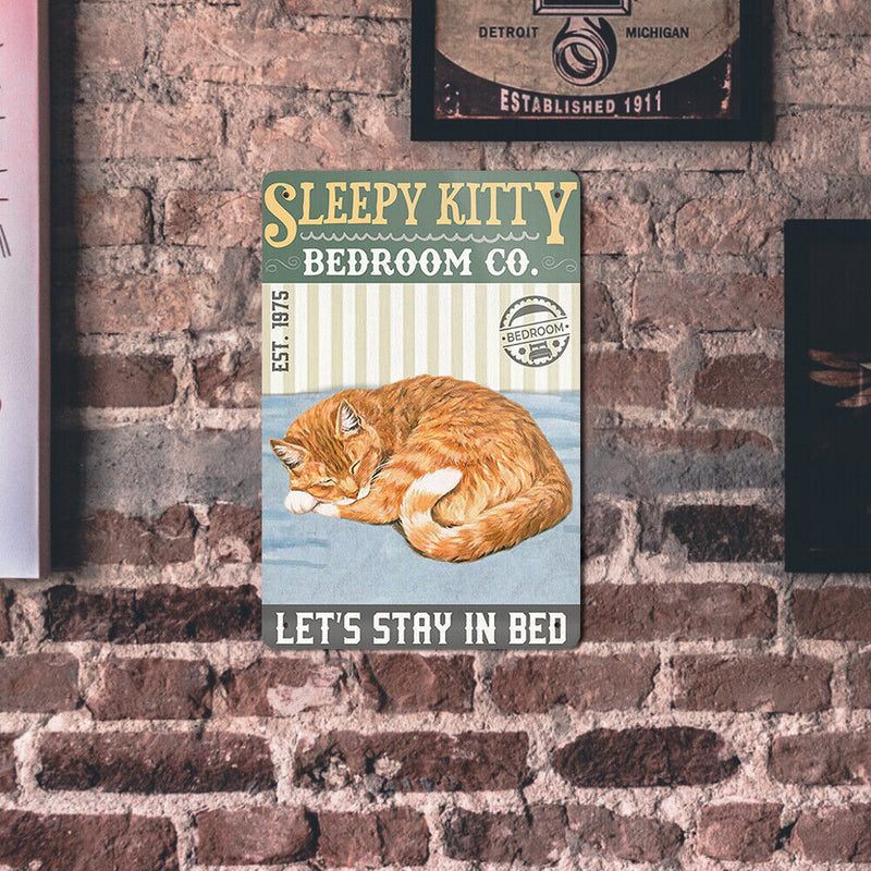 Sleeping Cat Retro Metal Plate Tin Sign Plaque Poster for Bar Club Cafe (1)