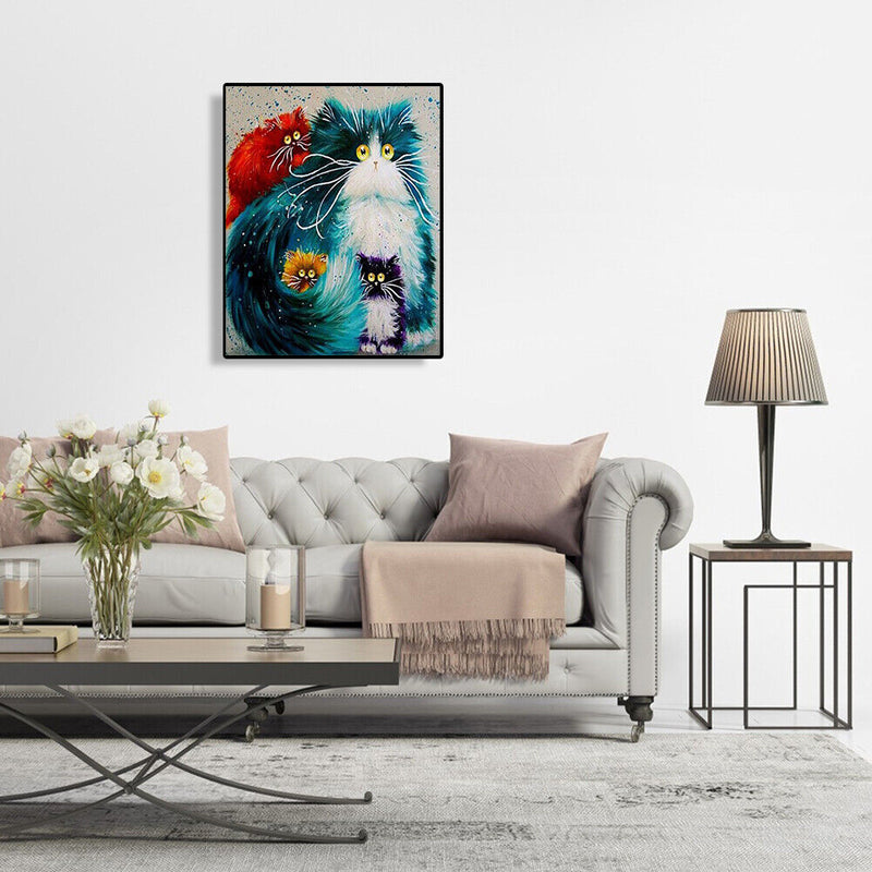 30x40cm Cute Furry Cats DIY Paint By Numbers Set Canvas Oil Painting No Frame