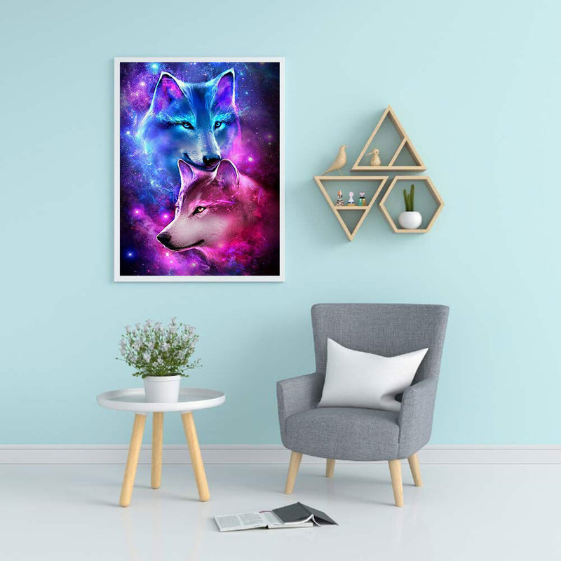 5D DIY Diamond Painting Snuggling Wolf Kits Full Round Drill Wall Decor Crafts
