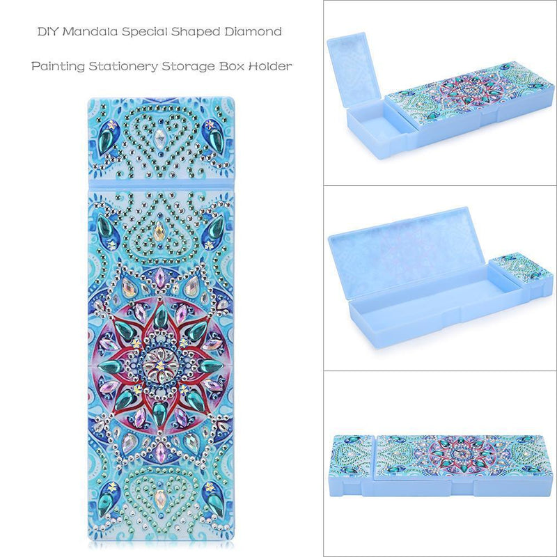 DIY Mandala Special Shaped Diamond Painting 2 Grids Student Pencil Case Box Gift