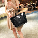 4pcs/set Women Shoulder Bags Tote Oil PU Leather Messenger Handbags (Black)