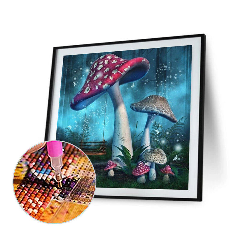 Mushrooms Blue Rainy Night 5D DIY Diamond Painting Rhinestone Full Round Dr