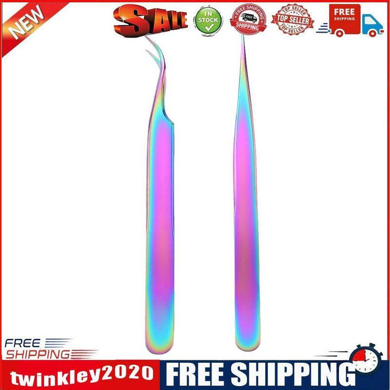 Rainbow Tweezers Nail Rhinestone Picker Nail Art Eyelash Tool (T-1+T-2)