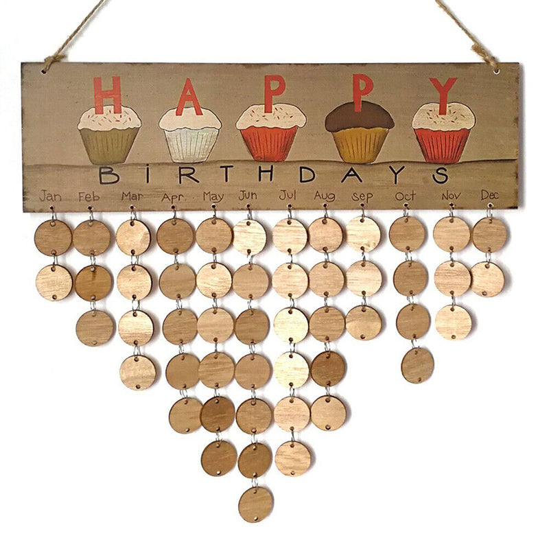 Birthday Special Days Reminder Wooden Calendar Board Home Hanging Decoration