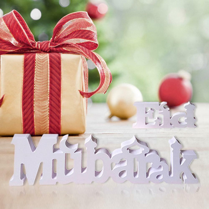 Eid Mubarak Wooden Letter Ornament Islamic Ramadan Dining Party Decors Supply