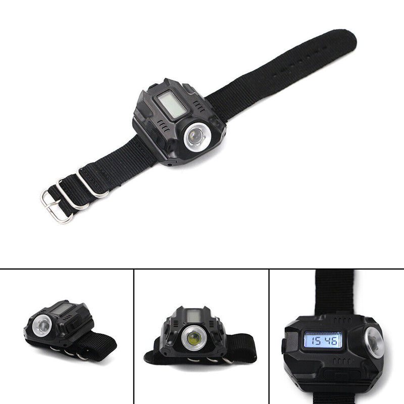 XPE LED Wrist Watch Flashlight Torch Lights USB Charging Adjustable Wrist