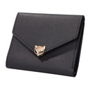Women Retro Trifold PU Leather Card Case Pure Color Business Holder Short Wal