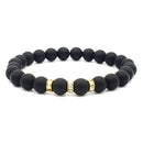 Fashion Unisex Women Men Rhinestone Charm Matte Bead Bangle Strand Bracelet