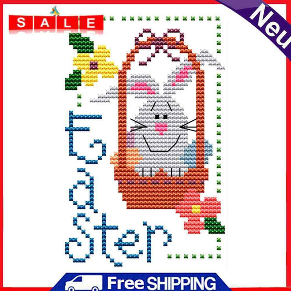 14CT Stamped Cross Stitch Kits DIY Cartoon Easter Artwork for Home Decor Gift
