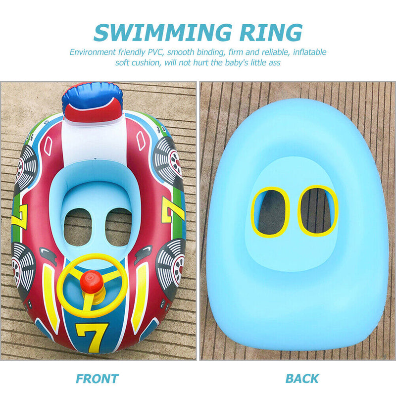 Car Shape Inflatable Swimming Ring Floating Ring with Steering Wheel (Blue)