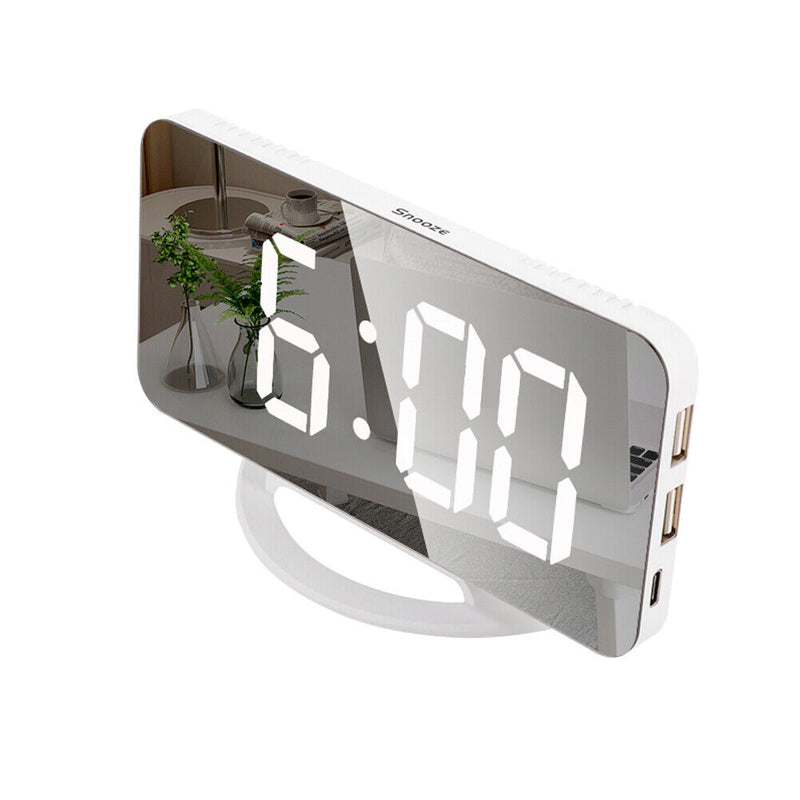 LED Mirror Wake Up Clock Electronic Auto Photosensitive Alarm Clock (A)