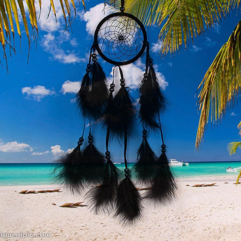 Bead Dream Catcher Black Feather Crafts Handmade Home Hanging Gifts Newly