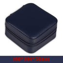 Portable Zipper Jewelry Case Travel Ring Holder Earrings Box (Dark Blue)