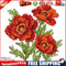 17x17cm Needlework Kit DIY Cross Stitch 14CT Stamped (H452 Red Flower)