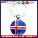 National Flag Keychain Key Ring Glass Keyring Football Fans Gift(Iceland)