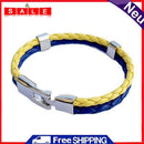 Women Men Leather Ukrainian National Flag Bracelets Stand with Ukraine Wristband