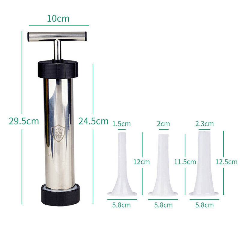 Manual Sausage Maker Stainless Steel Stuffer Homemade Syringe Meat Filler