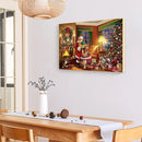 Full Cross Stitch 11CT Santa Gift Box Counted Embroidery DIY Christmas Wall Art