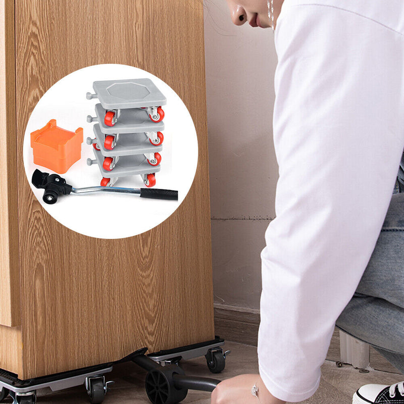 Household Transport Heavy Furniture Mover Wheeled Rollers Bar (Grey)