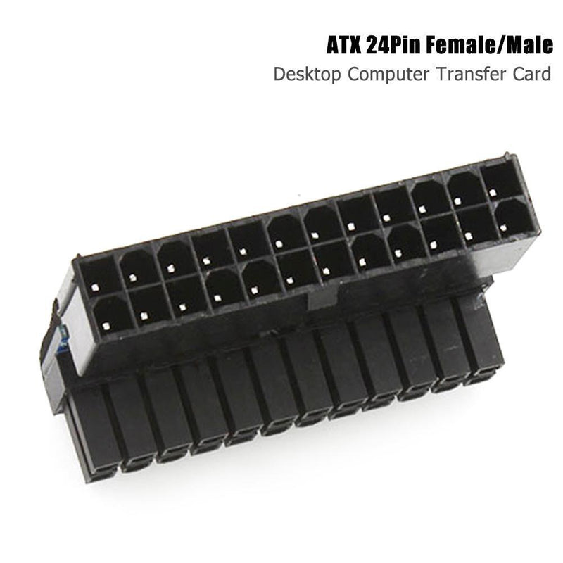 90 Degree ATX 24Pin Female to Male Power Adapter for Desktop Cable Power Supply