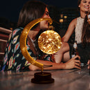 LED Table Lamp Hemp Rope Wrought Iron Moon Ball Decorative Bedside Night Lamp