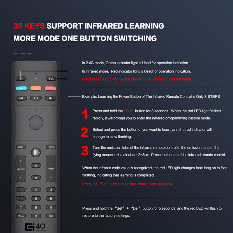G40S 2.4GHz Wireless Air Mouse Voice Remote for PC Projector Android TV Box